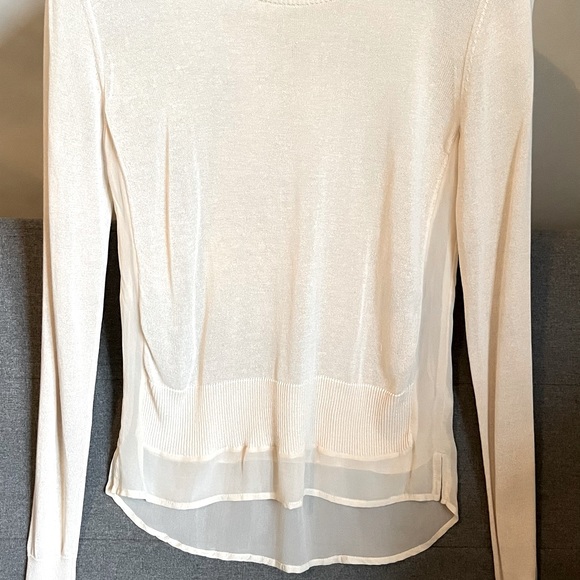 APANAGE cream fine knit sweater, hi-low style,  in size Small - Picture 3 of 8